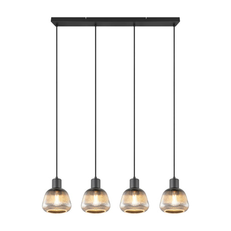 Tarifa 4 Light Glass Chandelier – Matt Black