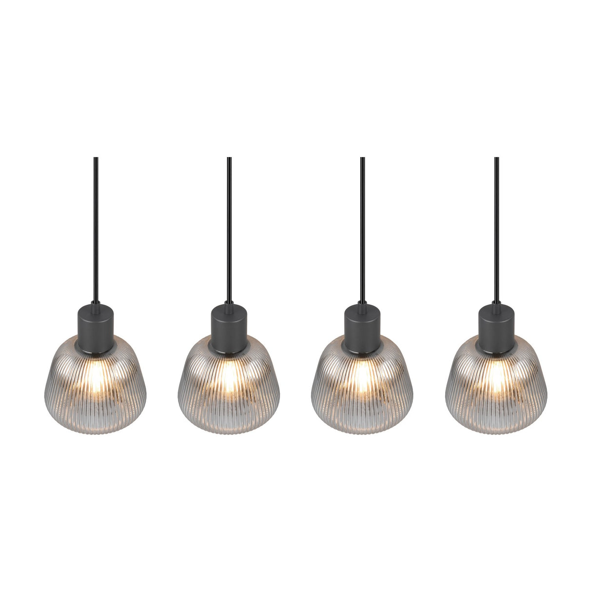 Tarifa 4 Light Glass Chandelier – Matt Black