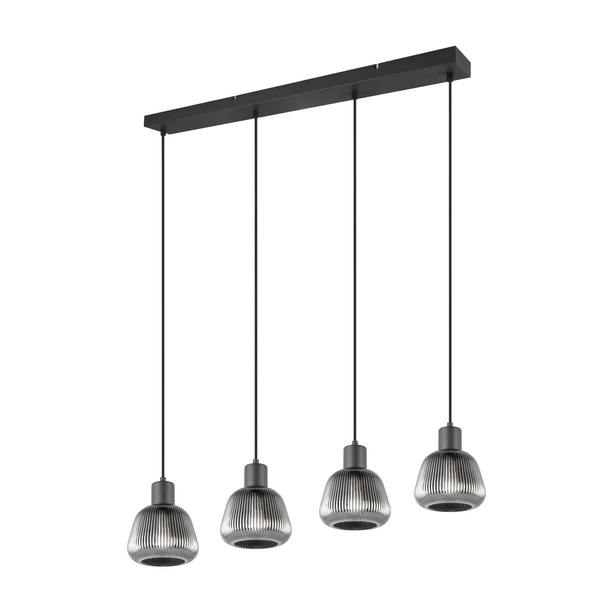 Tarifa 4 Light Glass Chandelier – Matt Black