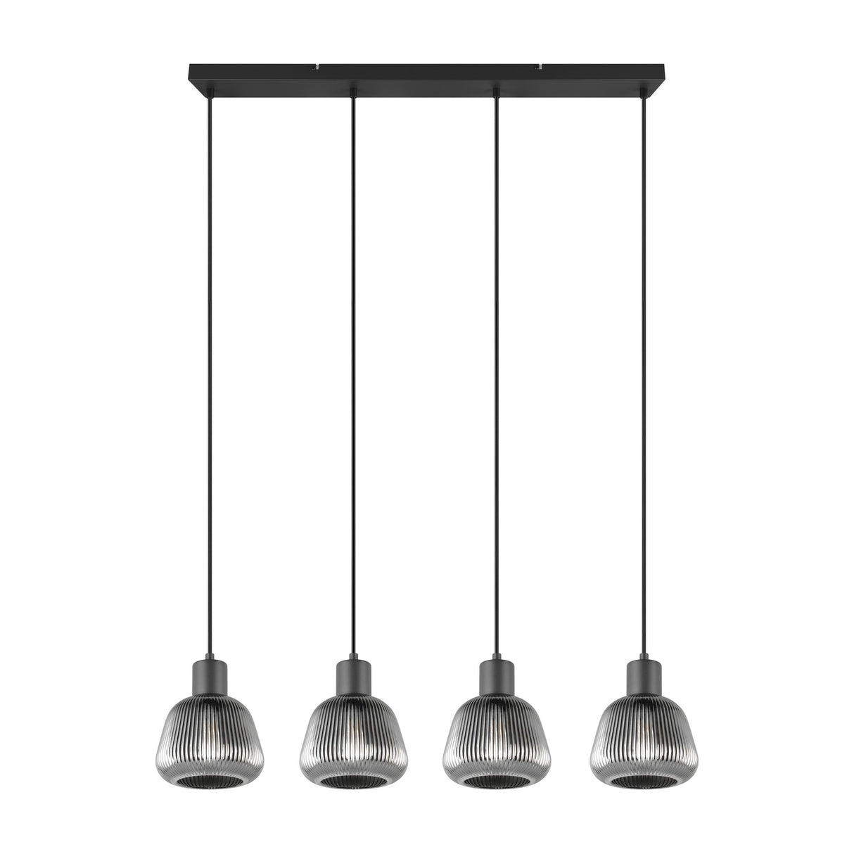 Tarifa 4 Light Glass Chandelier – Matt Black