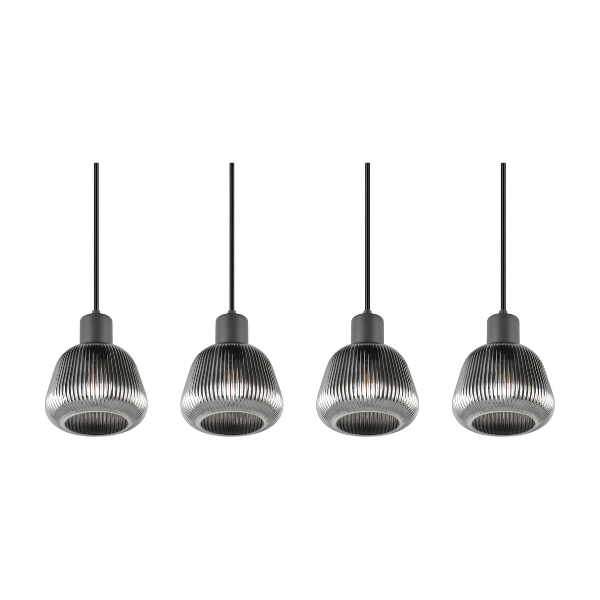 Tarifa 4 Light Glass Chandelier – Matt Black