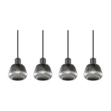 Tarifa 4 Light Glass Chandelier – Matt Black