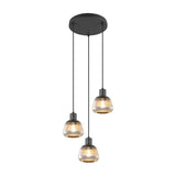 Tarifa 3 Light Glass Chandelier – Matt Black