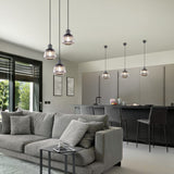 Tarifa 3 Light Glass Chandelier – Matt Black