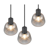Tarifa 3 Light Glass Chandelier – Matt Black