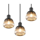Tarifa 3 Light Glass Chandelier – Matt Black