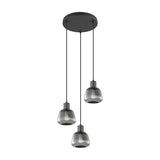 Tarifa 3 Light Glass Chandelier – Matt Black