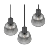 Tarifa 3 Light Glass Chandelier – Matt Black