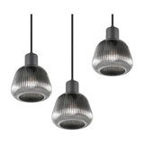 Tarifa 3 Light Glass Chandelier – Matt Black