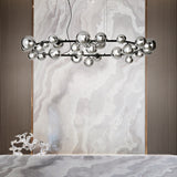 Perlage Chandelier - Satin Brass & White Glass (25 Light) in situ