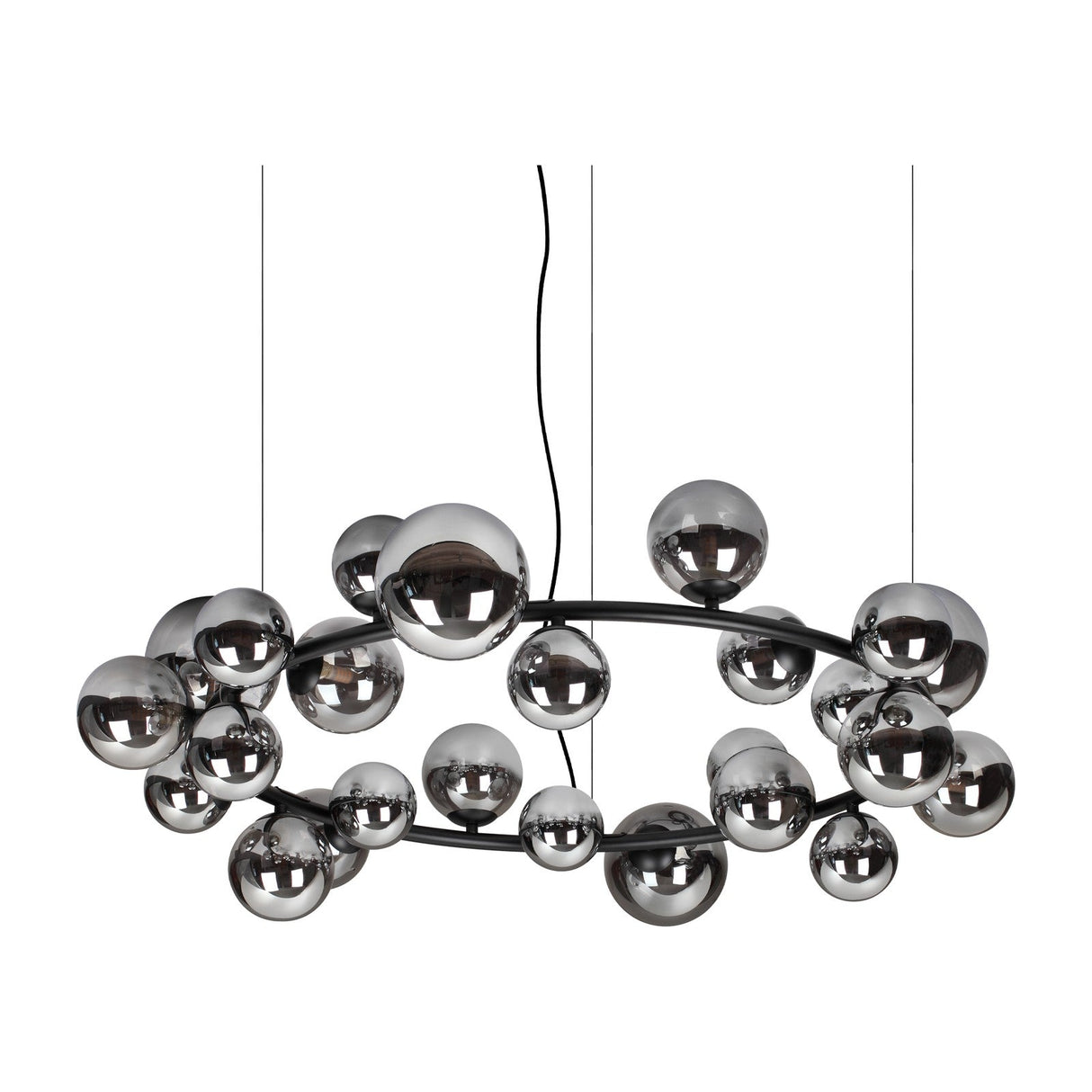 Perlage Chandelier - Matt Black with Smoky Glass