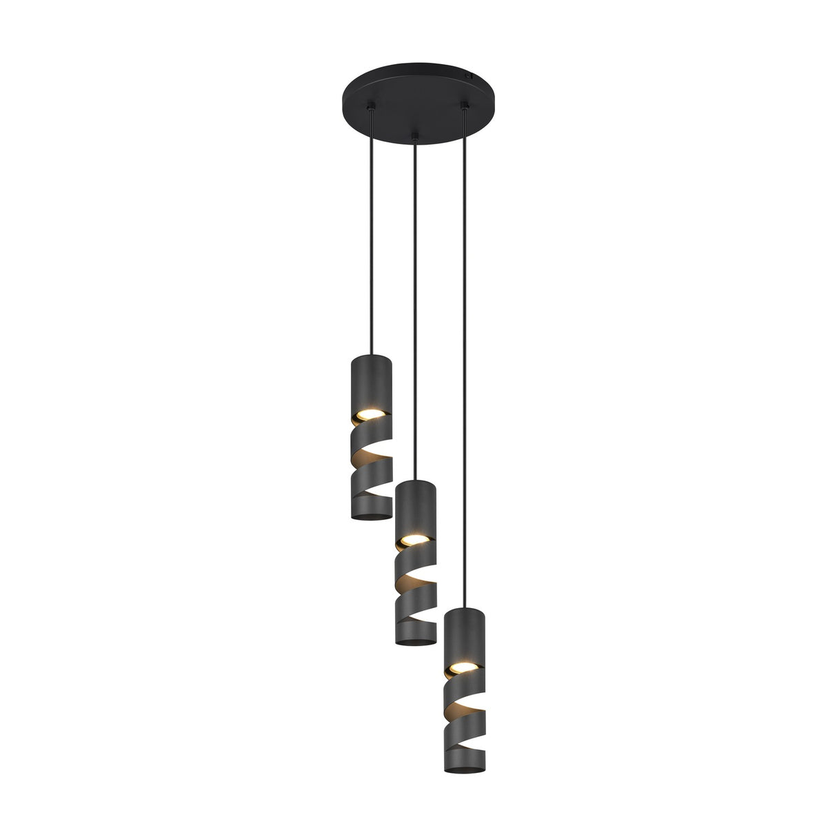 Stream 3 Light Spiral Chandelier – Matt Black