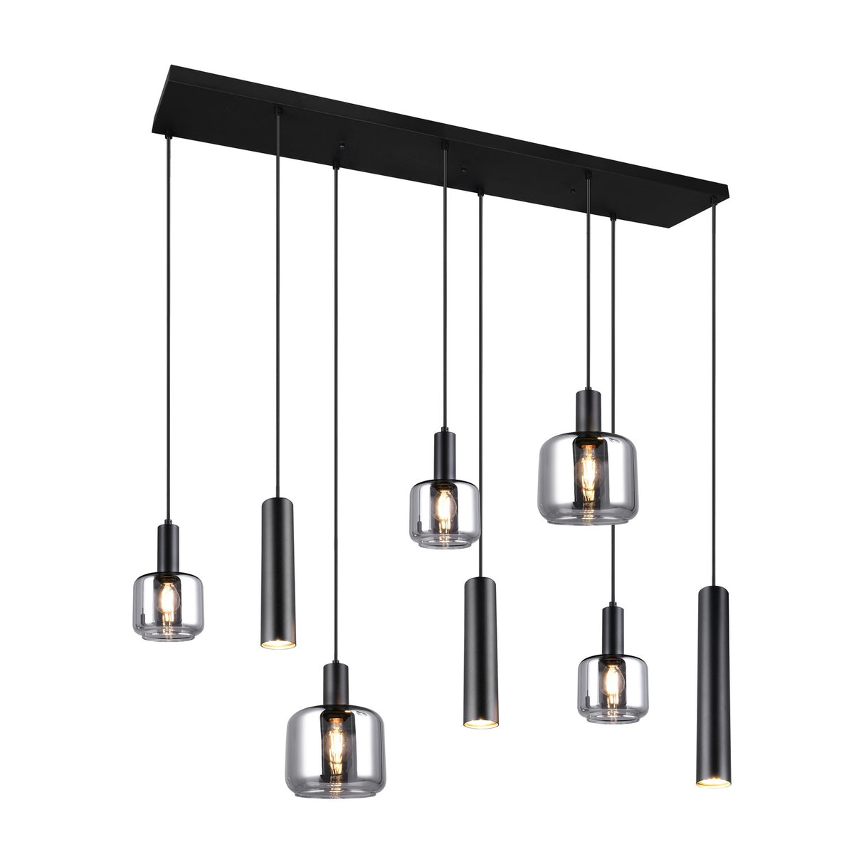 Mataro 5 Light Glass Chandelier – Matt Black