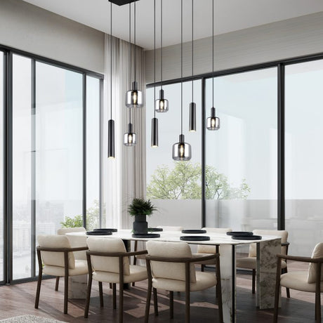 Mataro 5 Light Glass Chandelier – Matt Black