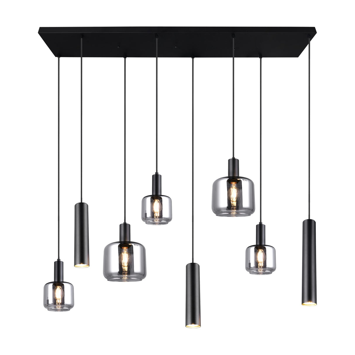 Mataro 5 Light Glass Chandelier – Matt Black