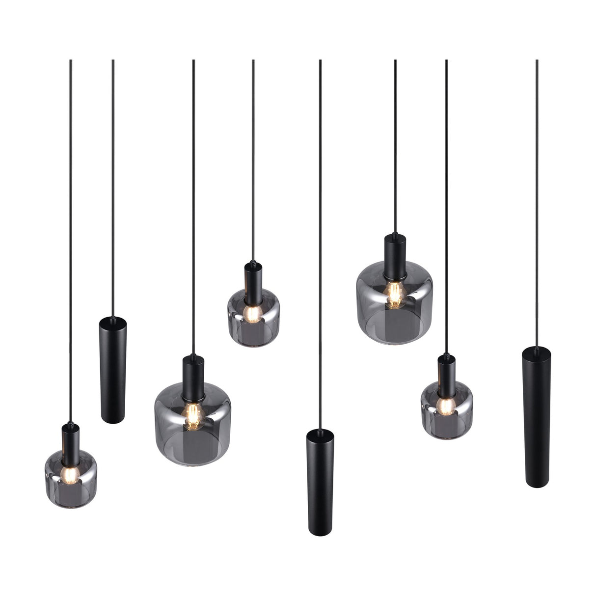 Mataro 5 Light Glass Chandelier – Matt Black