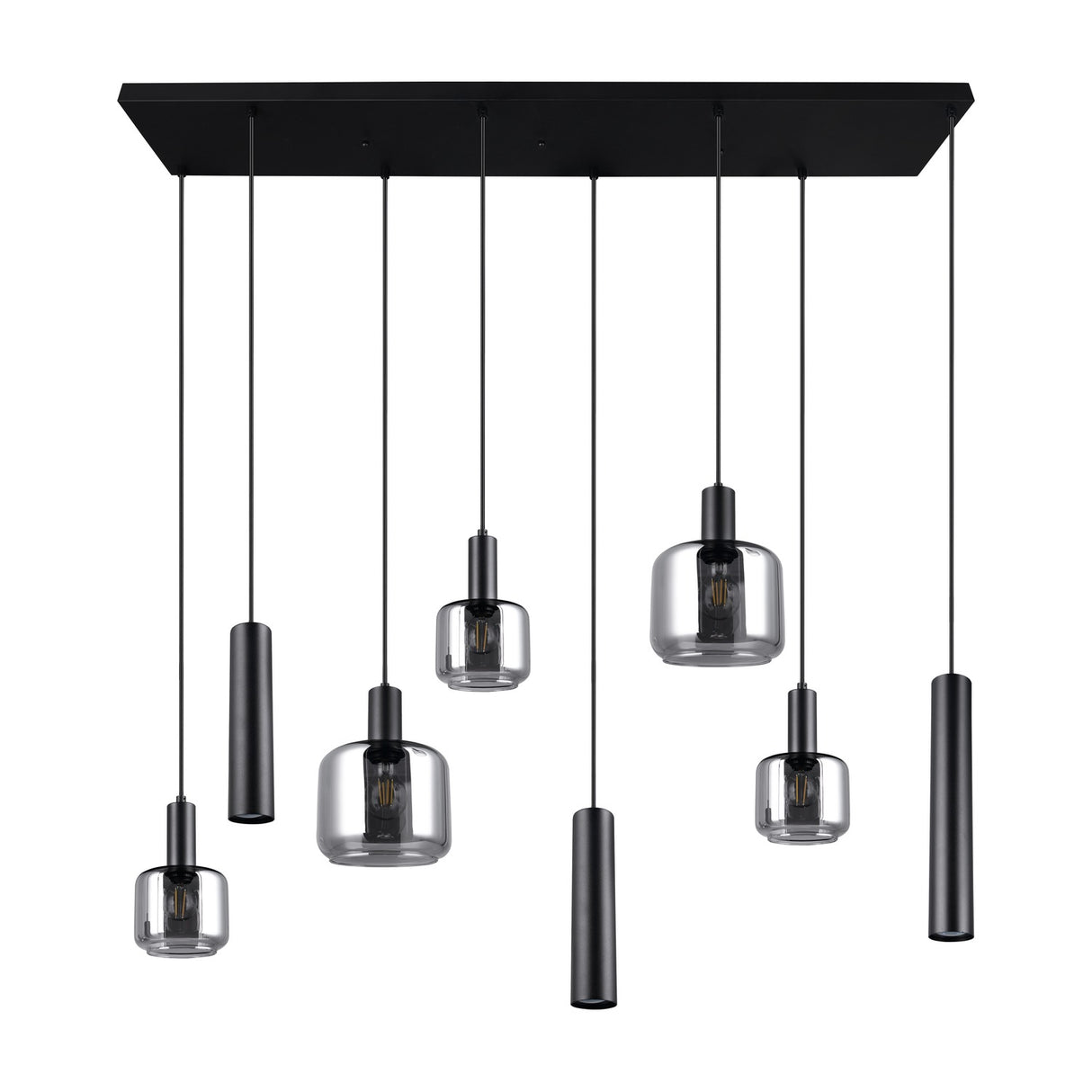Mataro 5 Light Glass Chandelier – Matt Black