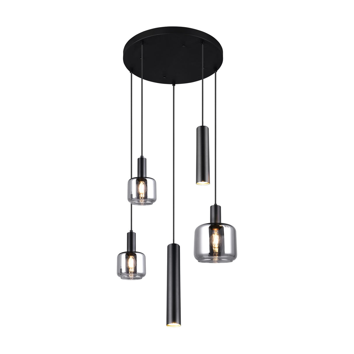 Mataro 3 Light Glass Chandelier – Matt Black