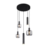 Mataro 3 Light Glass Chandelier – Matt Black