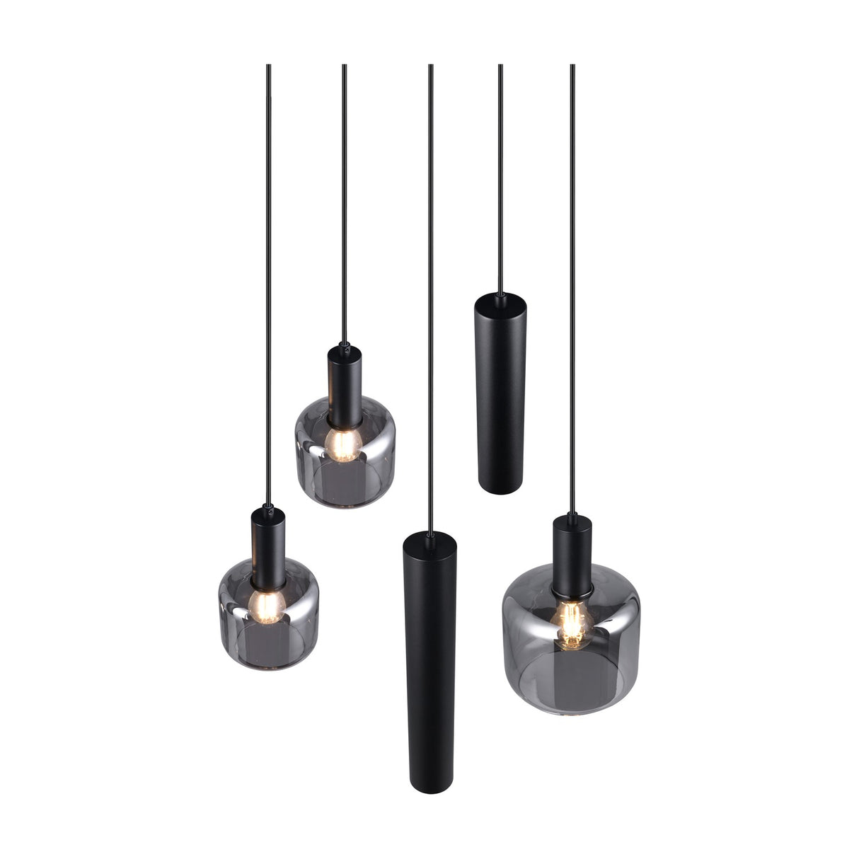 Mataro 3 Light Glass Chandelier – Matt Black