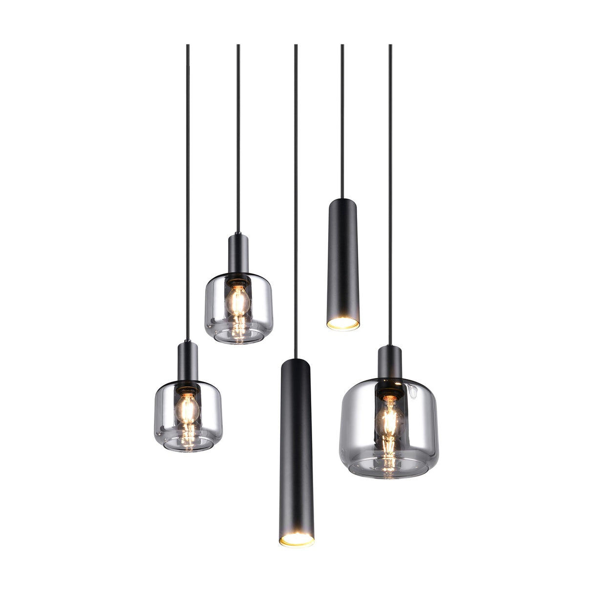 Mataro 3 Light Glass Chandelier – Matt Black
