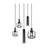 Mataro 3 Light Glass Chandelier – Matt Black