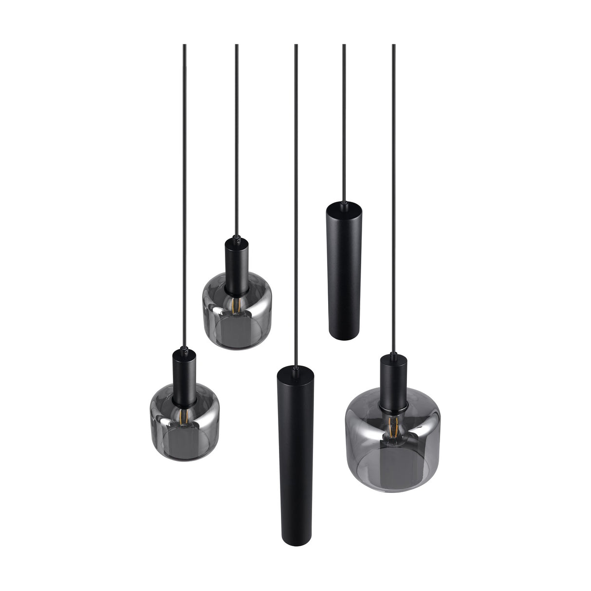 Mataro 3 Light Glass Chandelier – Matt Black