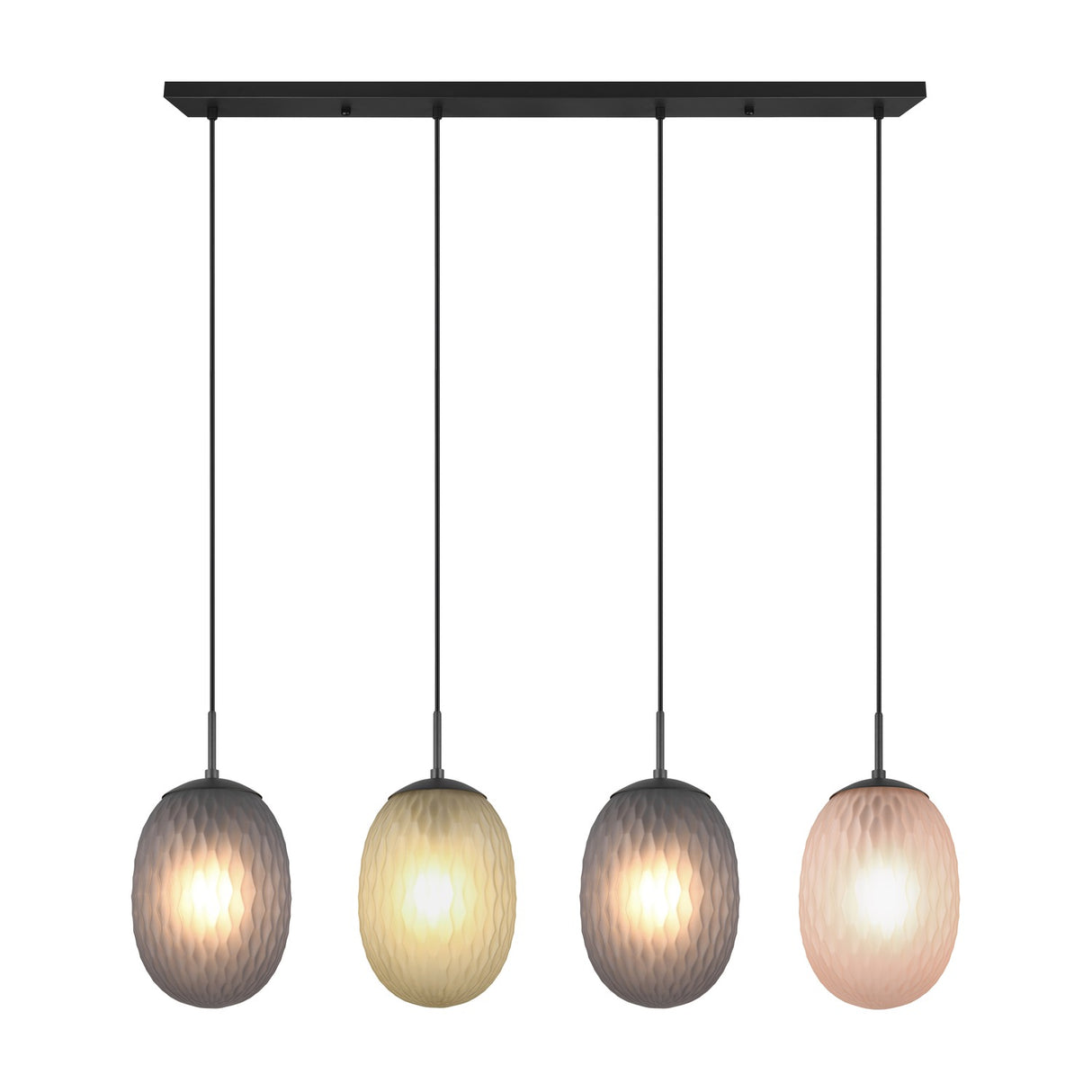 Facette 4 Light Glass Chandelier – Matt Black