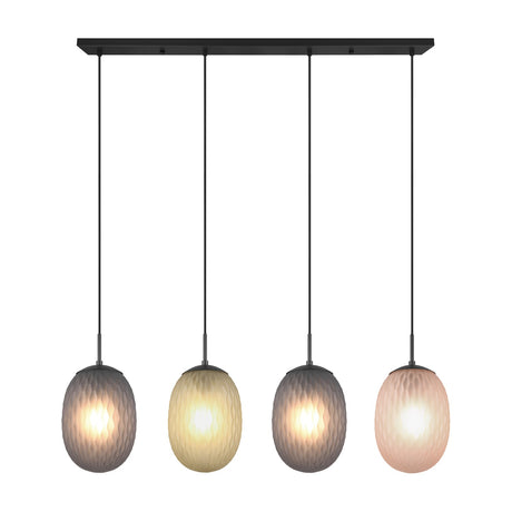 Facette 4 Light Glass Chandelier – Matt Black