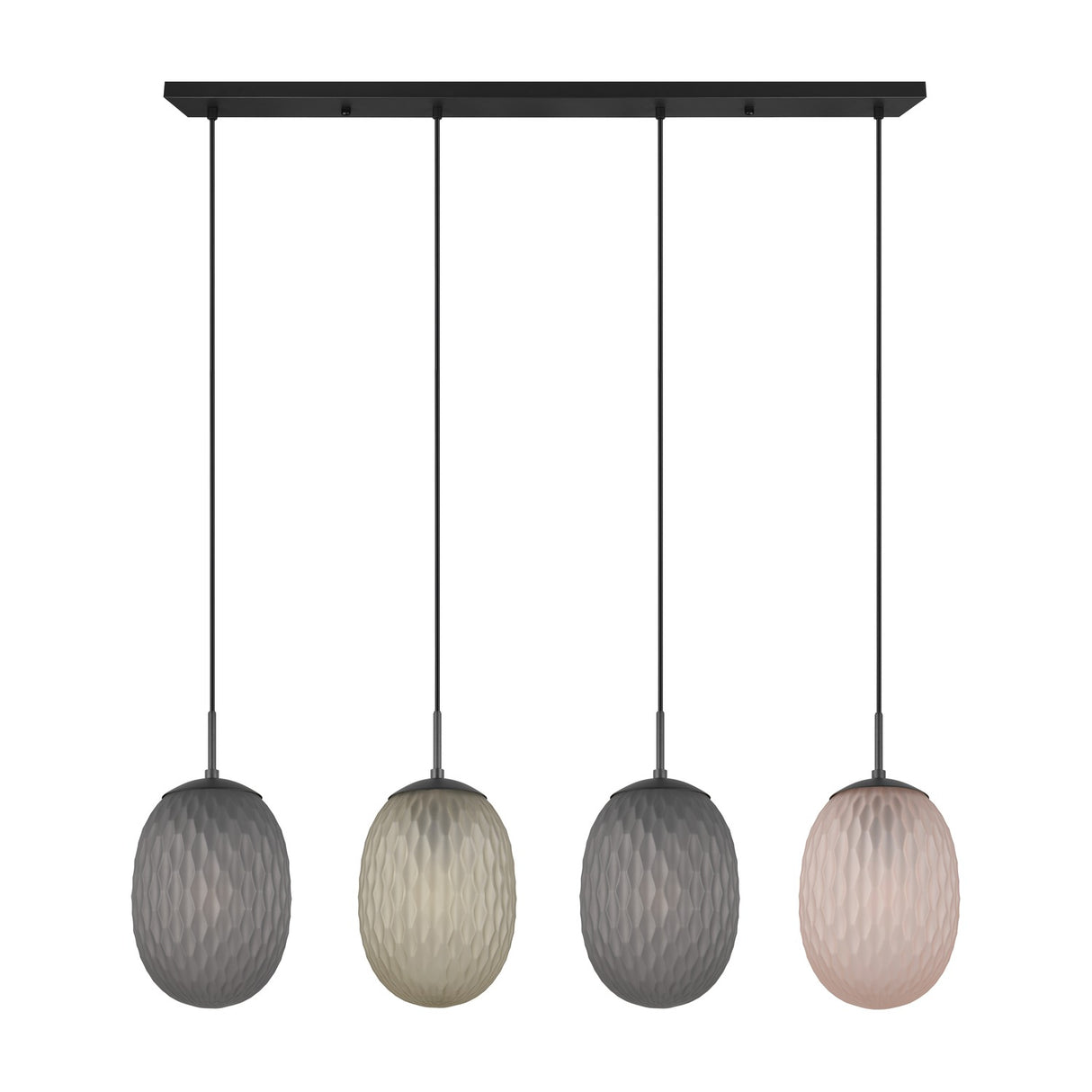 Facette 4 Light Glass Chandelier – Matt Black