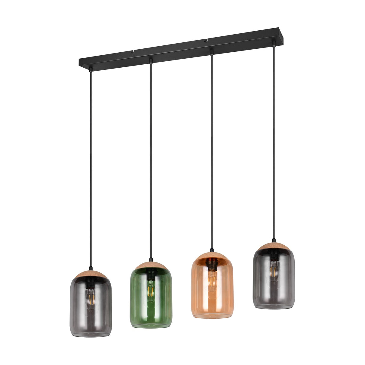 Cork 4 Light Glass Chandelier – Matt Black