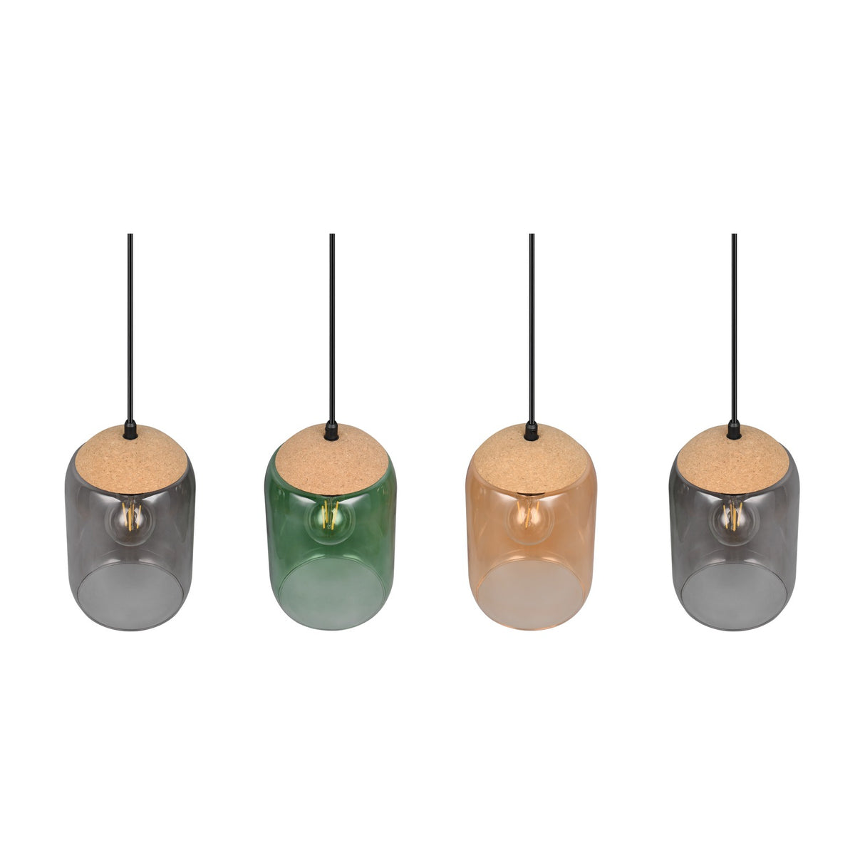 Cork 4 Light Glass Chandelier – Matt Black