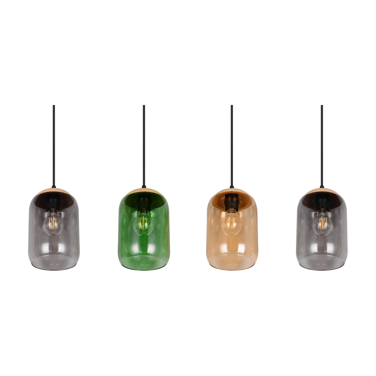 Cork 4 Light Glass Chandelier – Matt Black