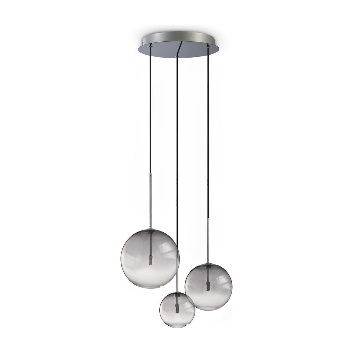 Equinoxe Cluster Pendant Light - Chrome & Smoke Glass (3 Light)