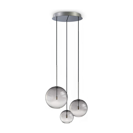 Equinoxe Cluster Pendant Light - Chrome & Smoke Glass (3 Light)