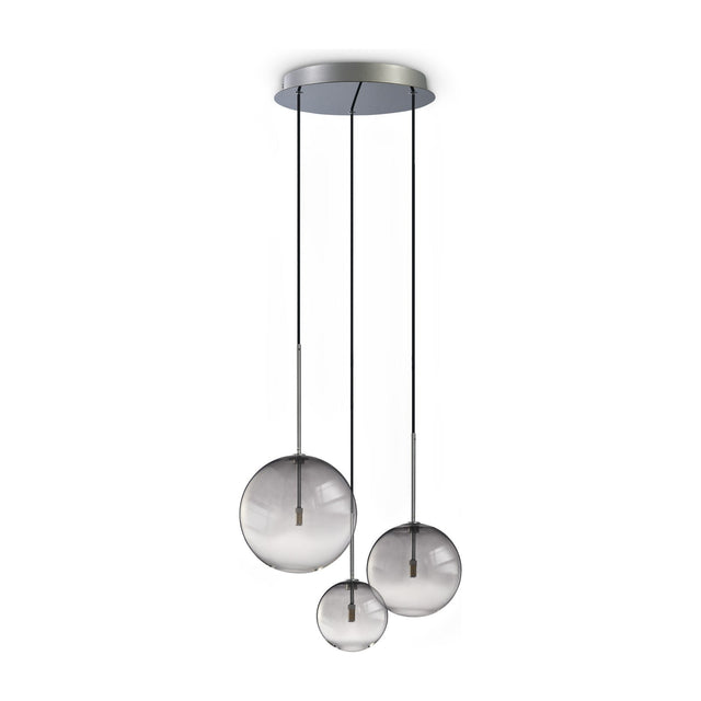 Equinoxe Cluster Pendant Light - Chrome & Smoke Glass (3 Light)