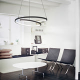 Oz Round Pendant Light 400mm 3000K - Black in situ