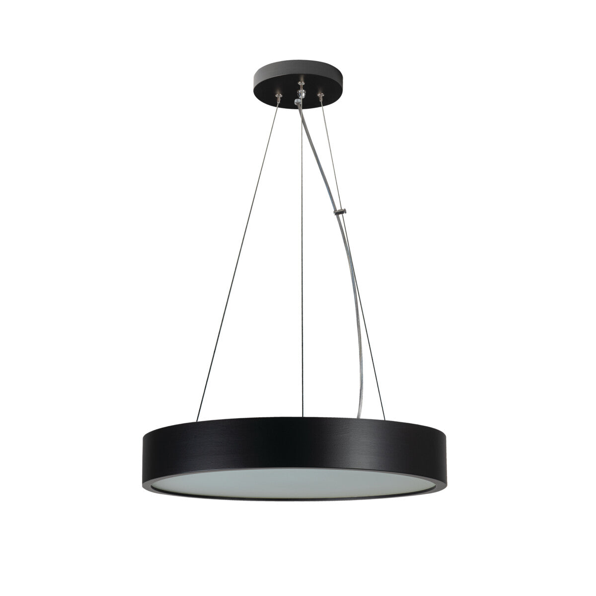 Jasmin Black 470 Round 3 x E27 Wood Pendant Light - Black