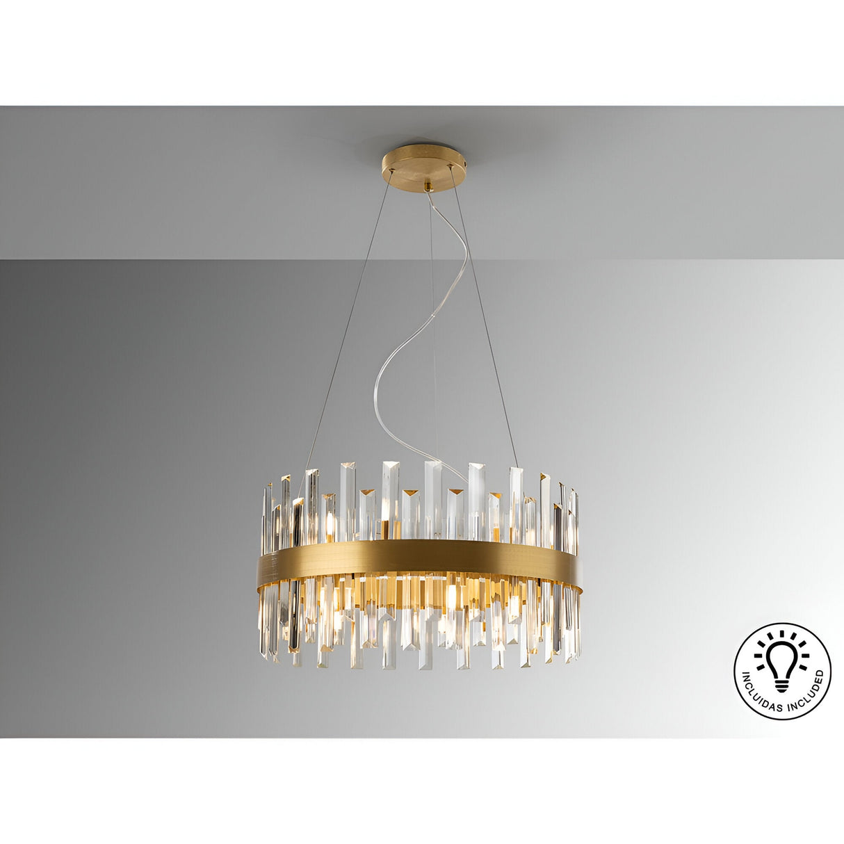 Grace 14 Light Glass Chandelier - Brushed Gold