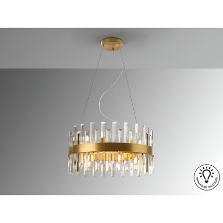 Grace 14 Light Glass Chandelier - Brushed Gold