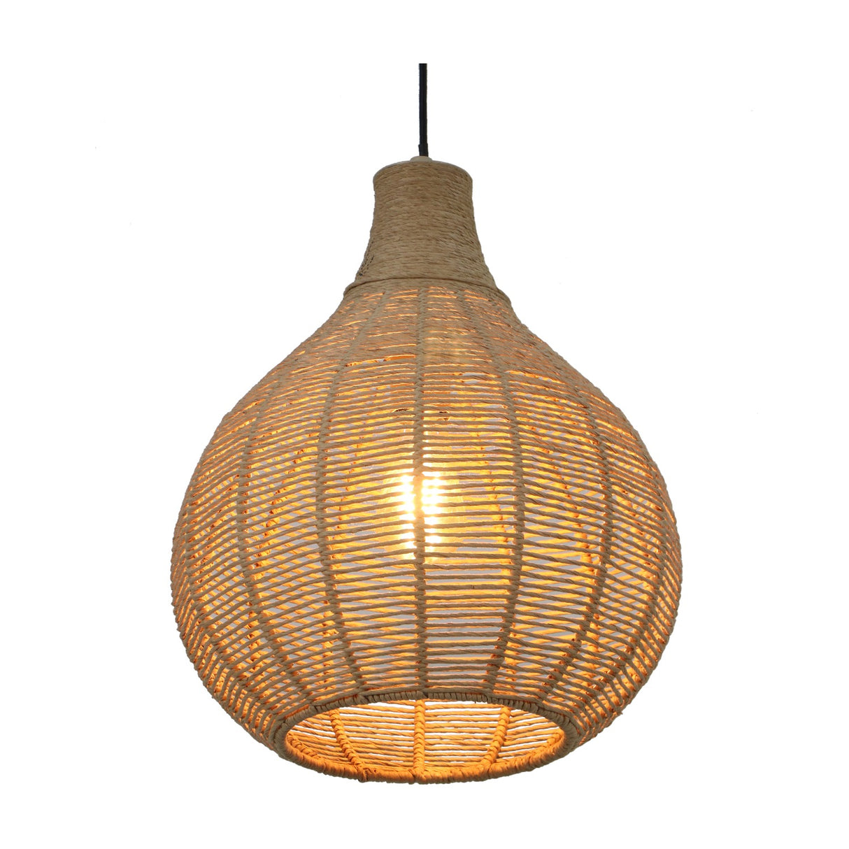 Janne Rattan Lantern Pendant – Matt Black