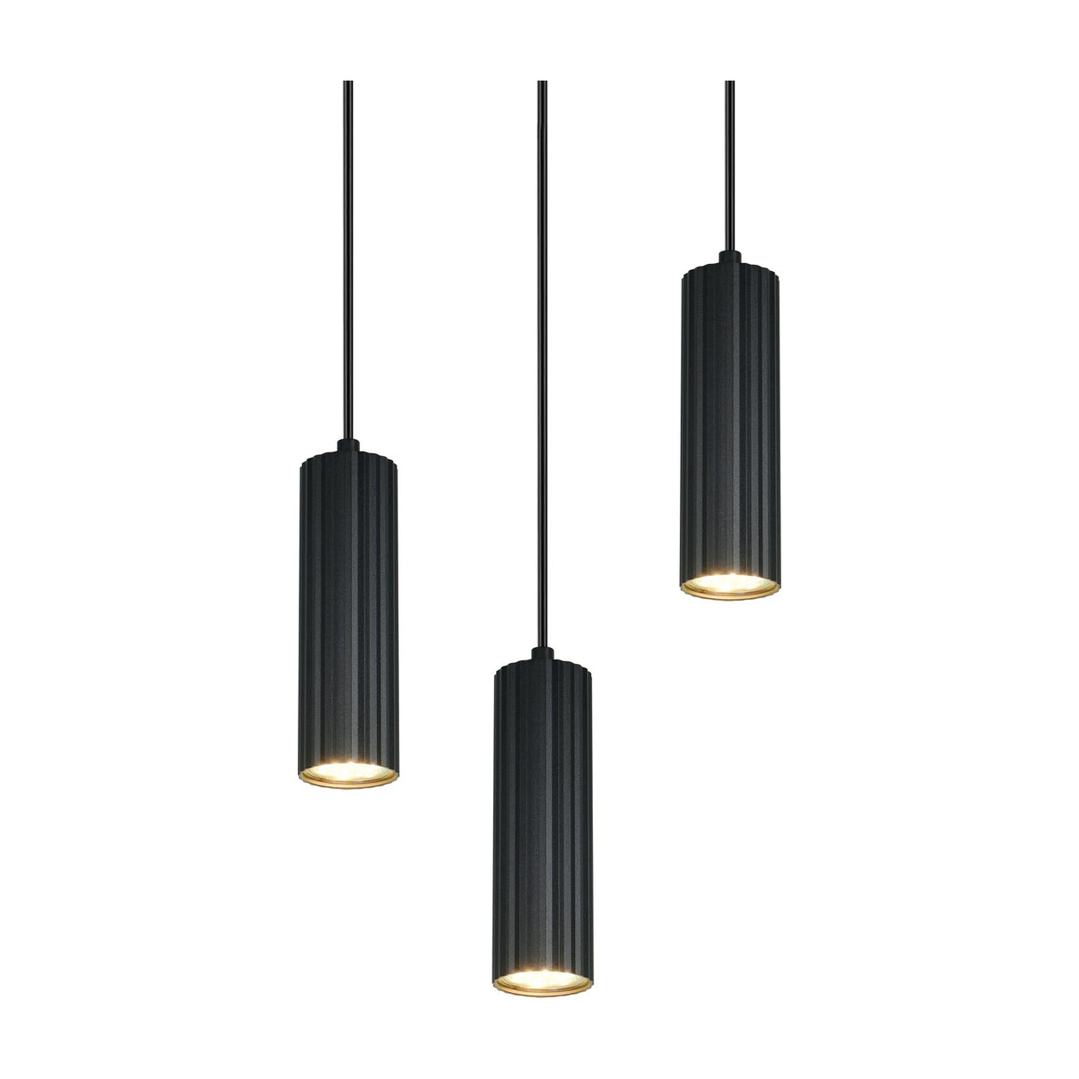 Soka 3 Light Tube Chandelier – Matt Black