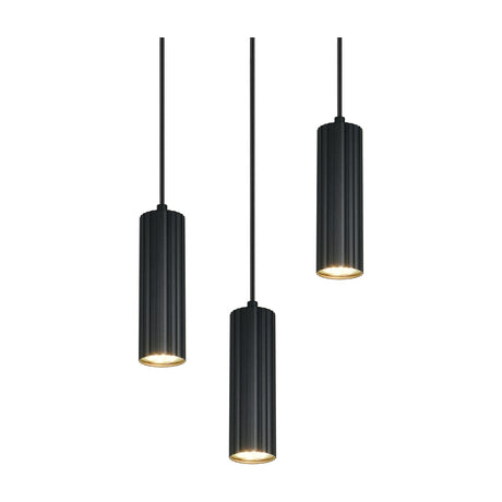 Soka 3 Light Tube Chandelier – Matt Black