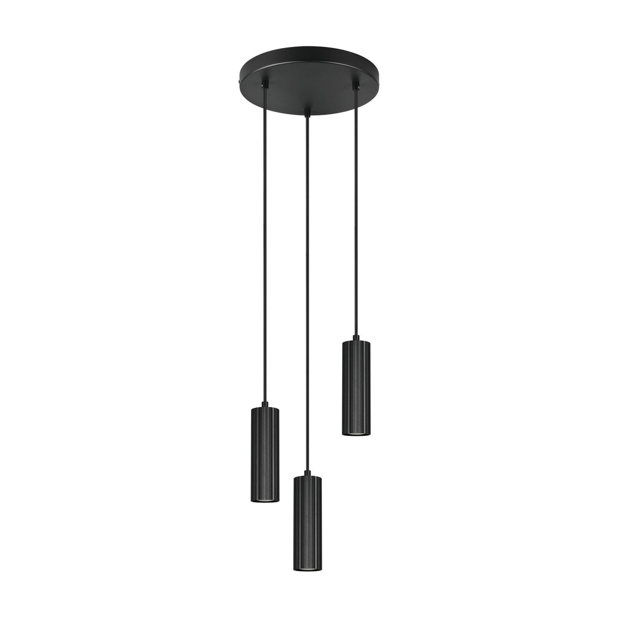 Soka 3 Light Tube Chandelier – Matt Black