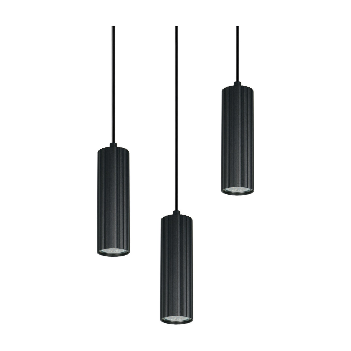 Soka 3 Light Tube Chandelier – Matt Black