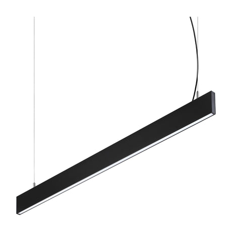 Steel Linear Pendant Light - Wide 4000K Black