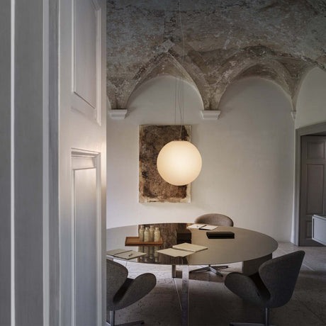 Mapa Globe Pendant Light 150mm - White & Opal Glass in situ