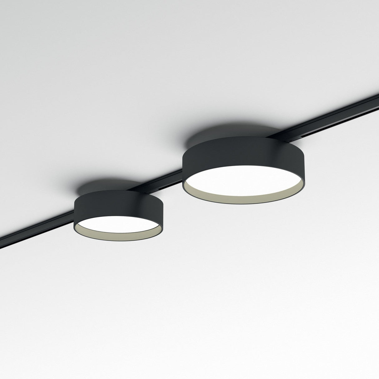 Deva Disc Track Downlight 10W 4000K - Black in situ