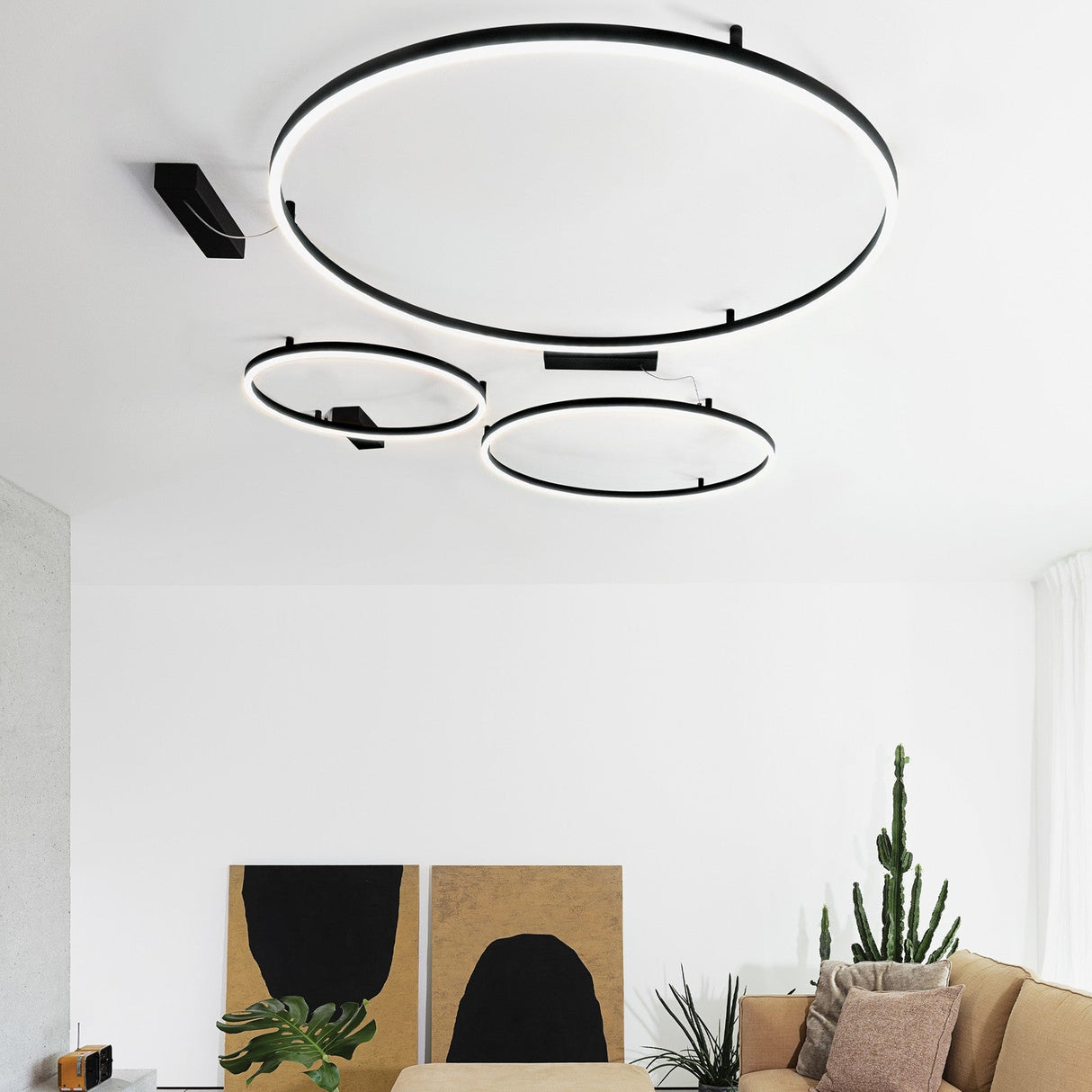 Oracle Slim Flush Ceiling Light 1500mm 3000K - Black in situ