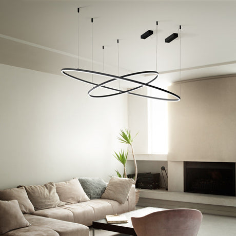 Oracle Slim Round Pendant Light 900mm 3000K - Brass in situ